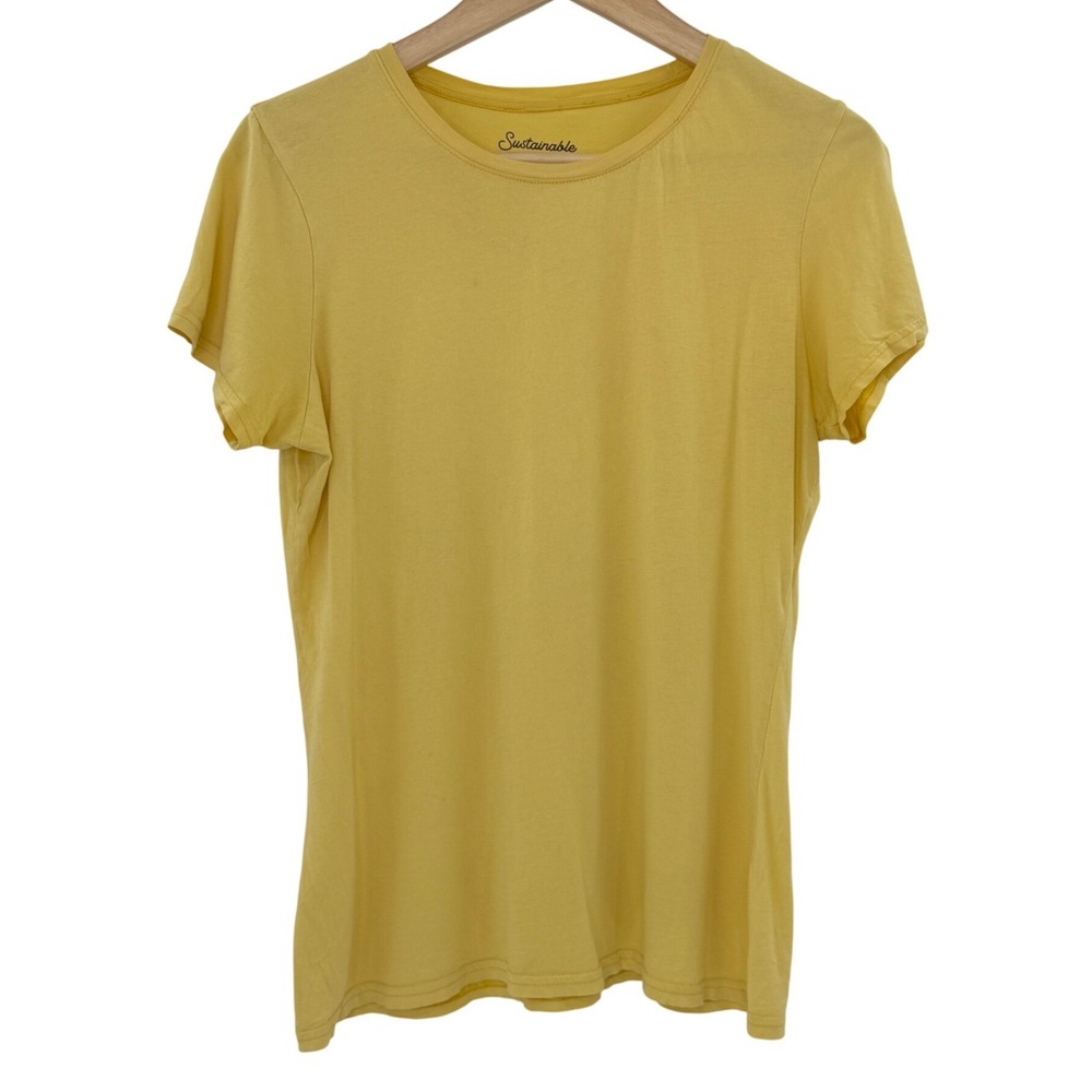 Pact Organic Cotton Sustainable Yellow T Shirt Top Women's Size‎ Small